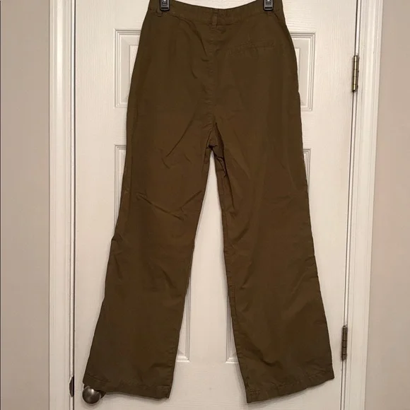 Frame Cotton Pleated Wide Army green Chino Pants Sz 27 - Picture 5 of 7